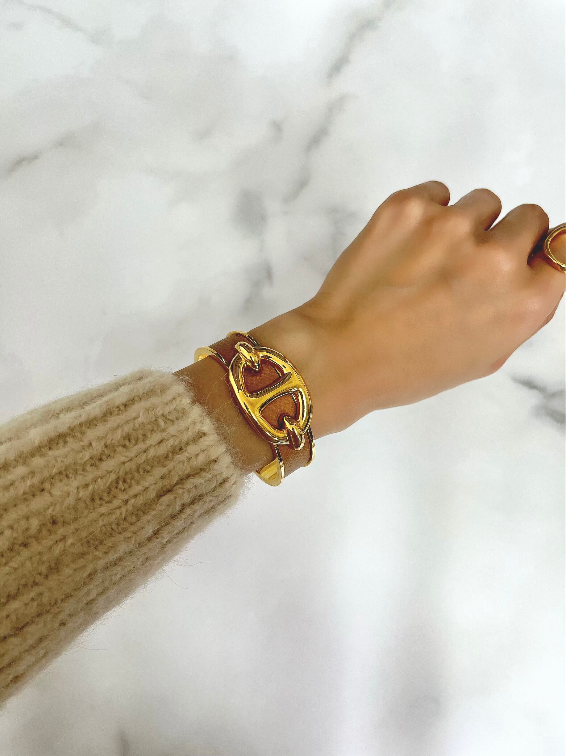 HERMES エルメス シェーヌダンクル バングル キャメル Vintage m7kkya