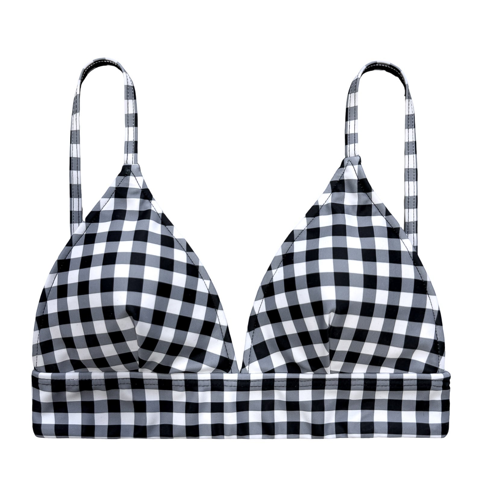 black gingham check triangle bikini tops