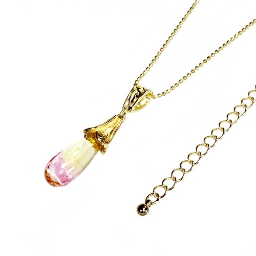 ティアガラス ネックレス ガラスジュエリー (イエロー&ベビーピンク) / Maho de Maho