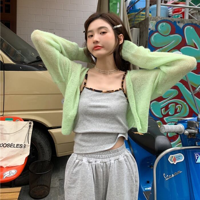 レオパードプリント柄サマーショートトップス ノースリーブ 夏物 モンロー22834217069