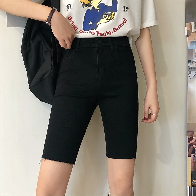 2020年新作デニム5点パンツレディースサマーハイウエストタイトフィットストレッチストレートパンツネットレッドブラックパンツトレンド 1号婦人79898903115