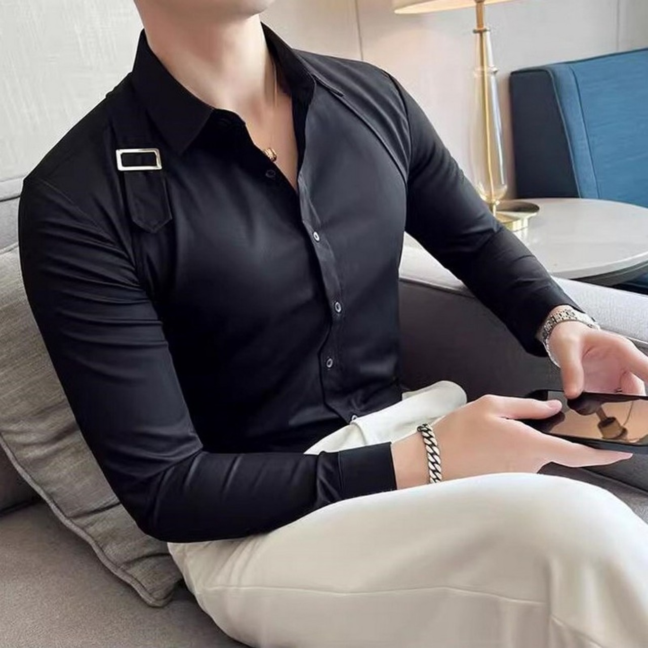 straight white shirt 00089