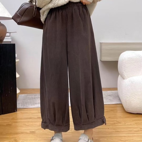2色／裾タックコーデュロイパンツ ・12375