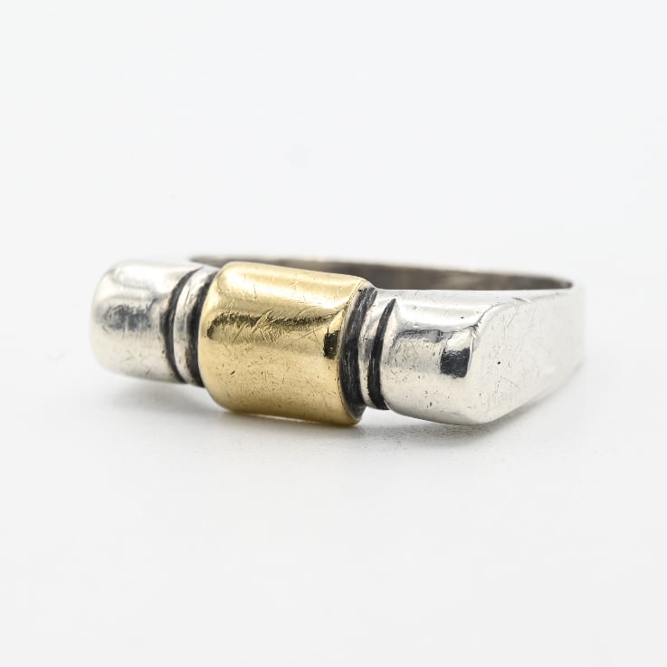 9K Gold Accent Bar Top Design Ring #15.0 / Denmark