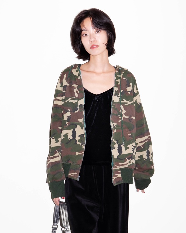 1970-80s camouflage zip-up hoodie