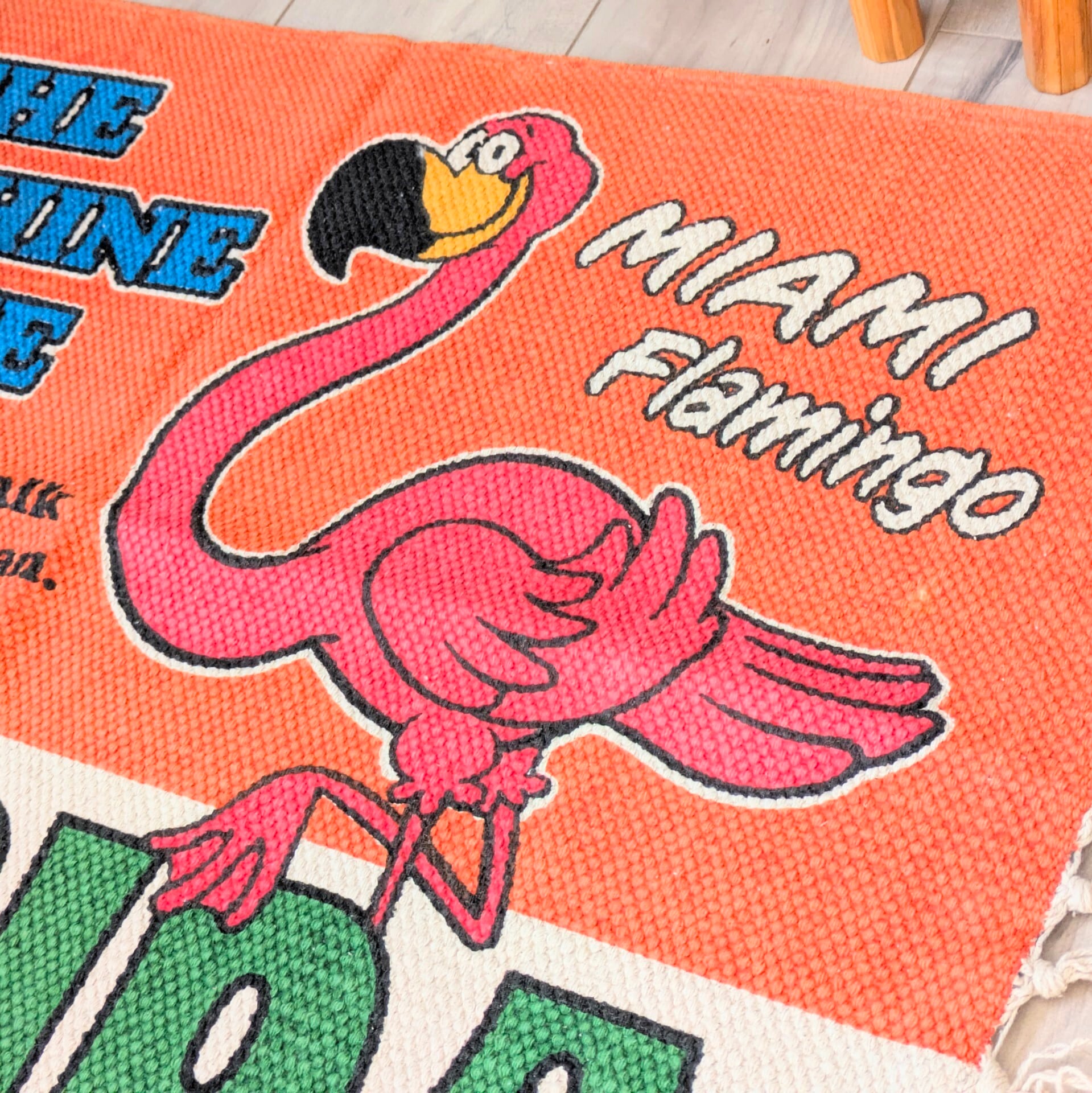 【 MIAMI ( フロリダ州 / マイアミ ) 】 『SONSHINE STATE / MIAMI Flamingo』 COTTON MAT / コットンマット/ Floor Mat / フロアマット〚アメリカン雑貨 アメトイ〛