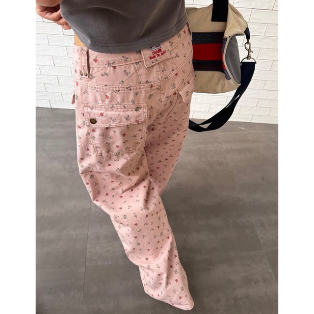 flower pocket colored pants　フラワーポケットカラーパンツ　J2065