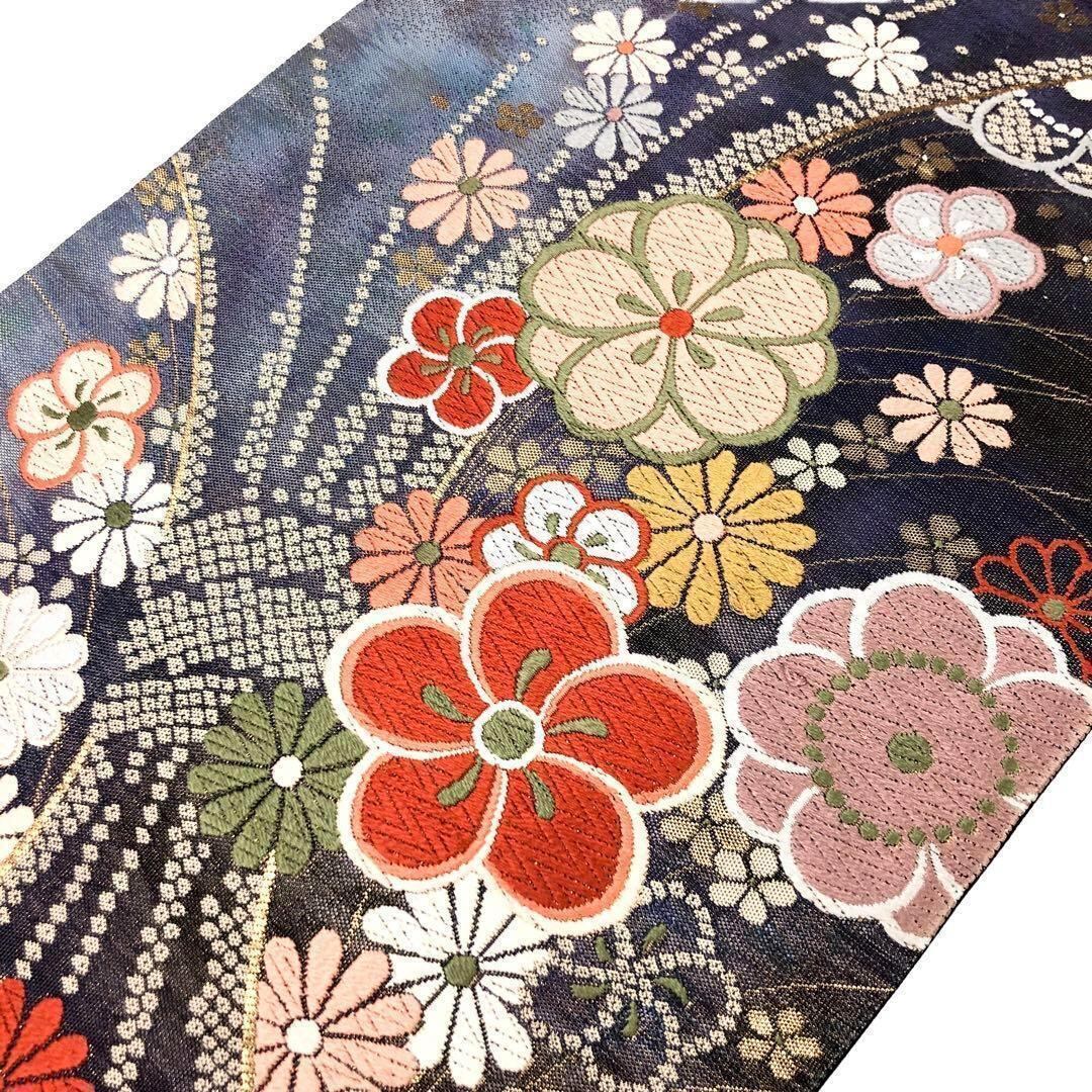 5MNA892 高級袋帯 六通 ゴールド キラキラ 花柄 和柄