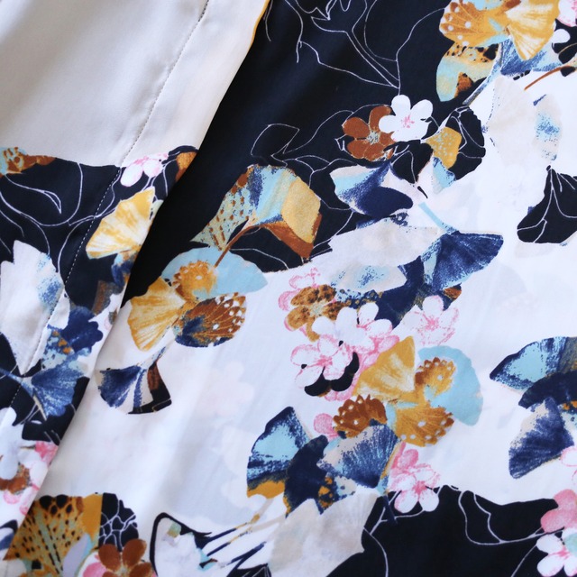 "和" motif beautiful flower pattern fry-front minimal mode special shirt