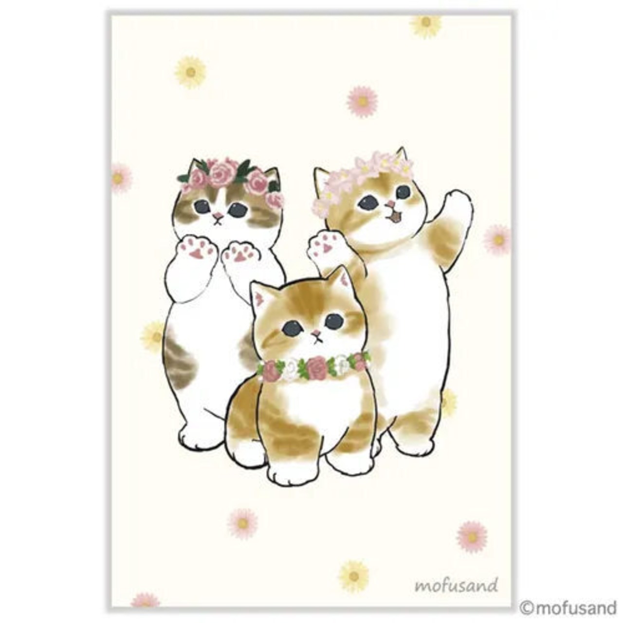 mofusand（モフサンド） ポストカード 花かんむり | 奈良の愛らしい猫 