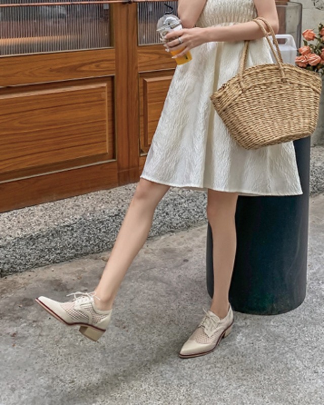 メッシュ レースアップ シューズ〈white〉