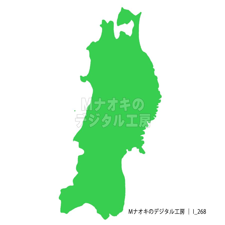 少しゆるい東北地図 フチなし 【I_268】 A slightly simplified, borderless map of Tohoku
