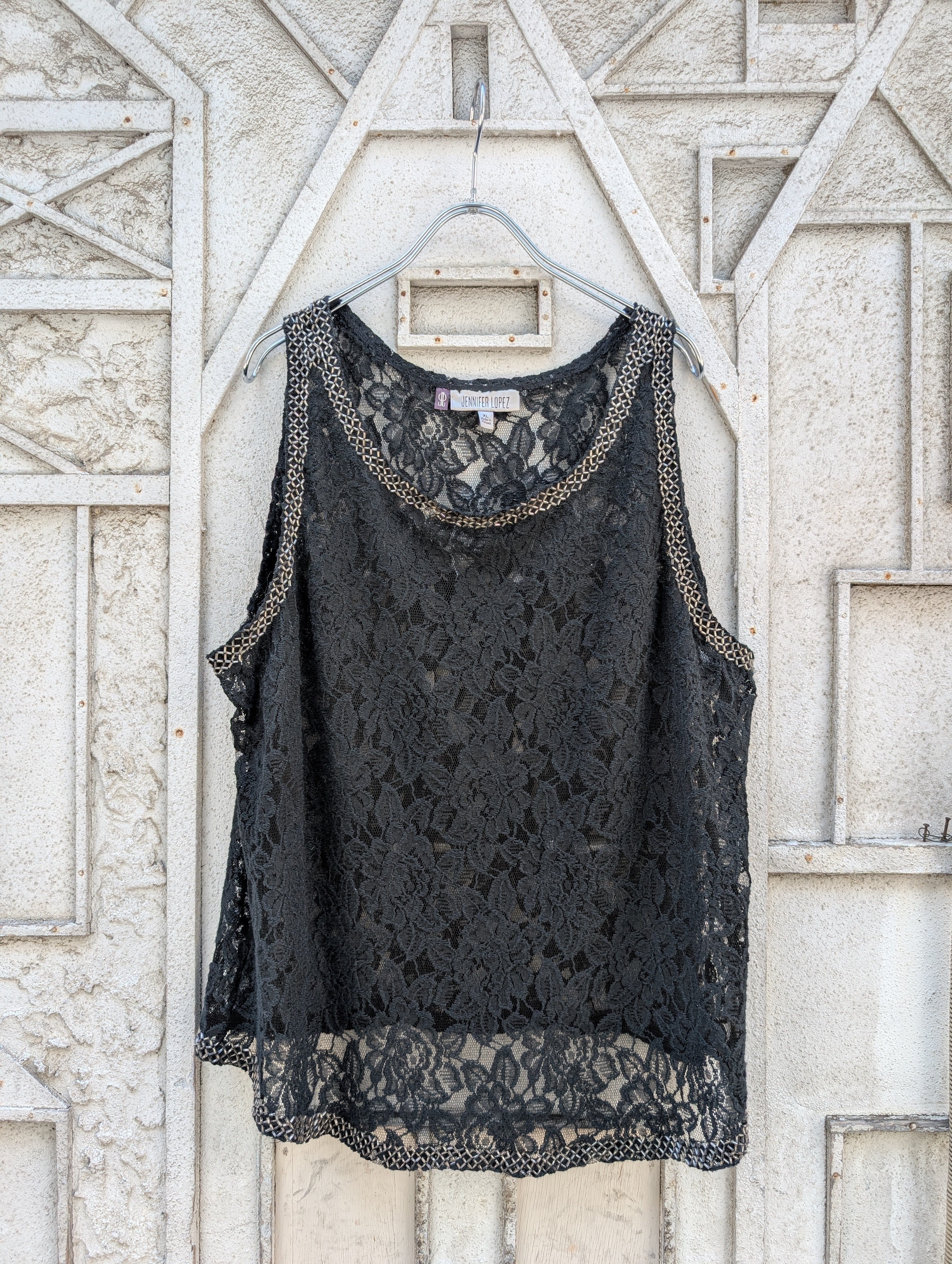 "FLOWER LACE" rhinestone sleevless