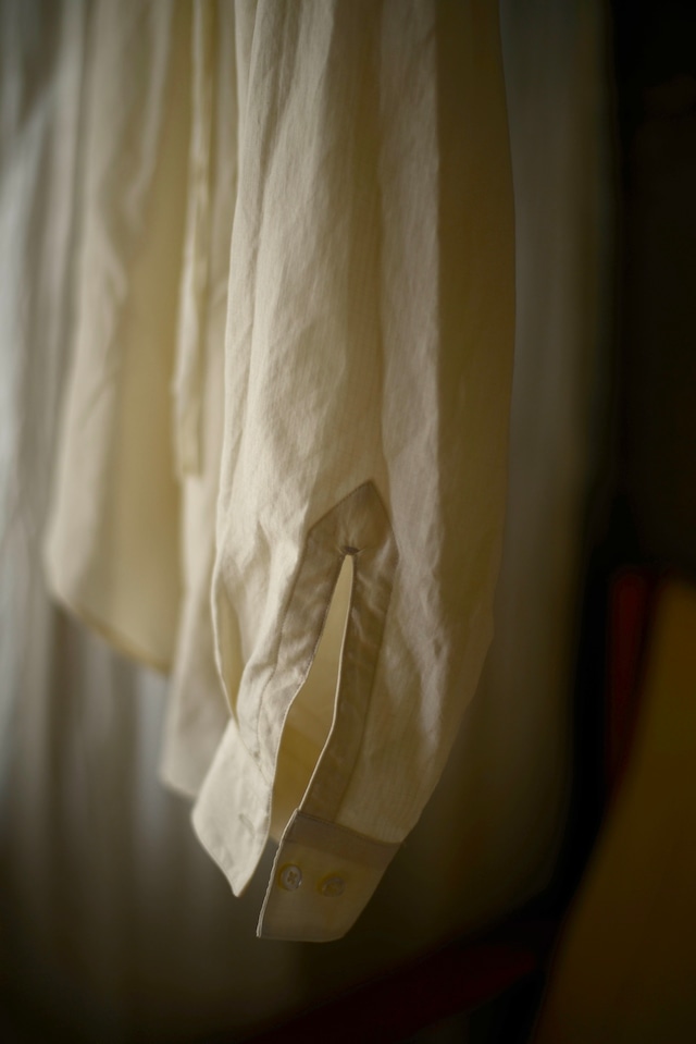 ensou. / silk linen rip stop ribbon shirt(écru)