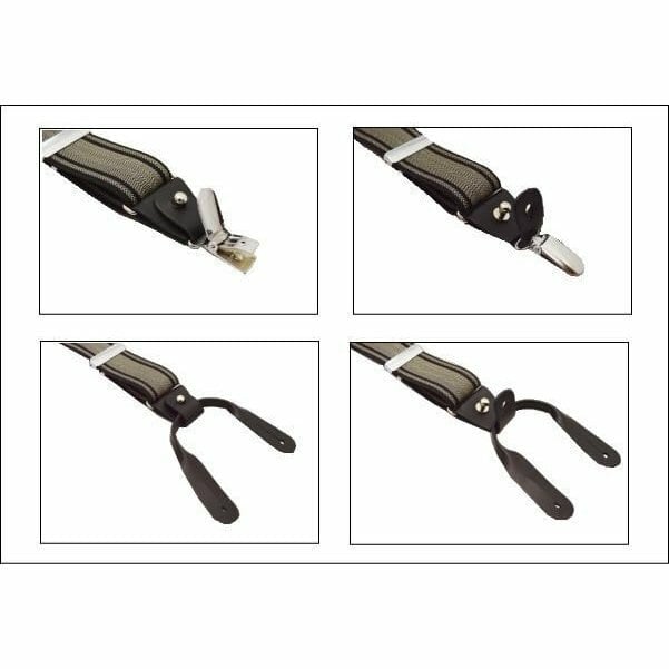 2WAY サスペンダー クリップ ボタンホール ヘリンボーン 織り