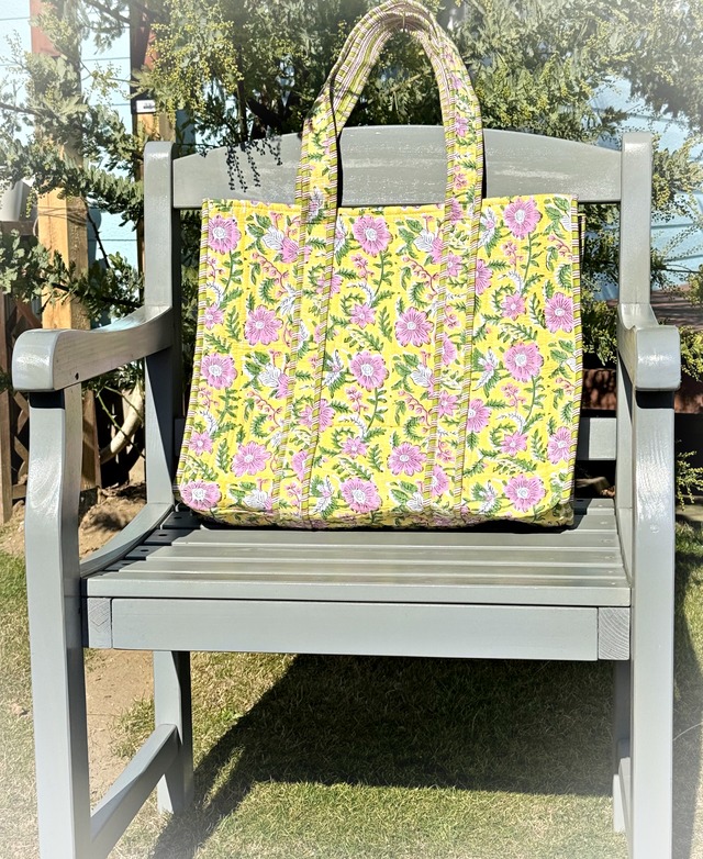 《Botanical Bags ④》Yellow × Pink Flower（ファスナー無しタイプ）