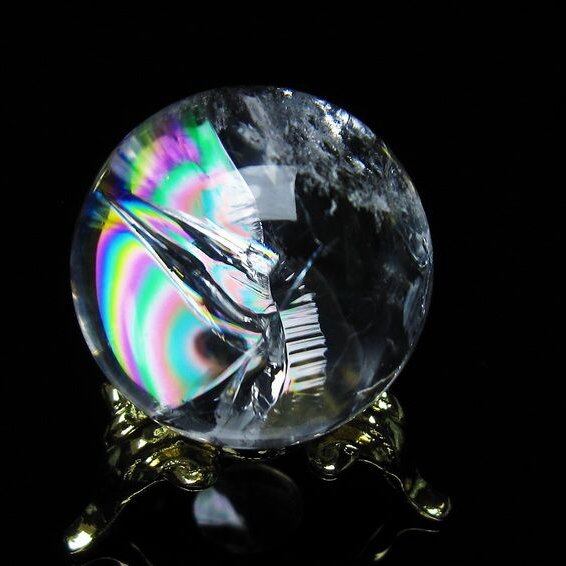 アイリスクォーツ 水晶 丸玉 虹入り 27mm スフィア 置物 水晶玉 一点物 141-7078