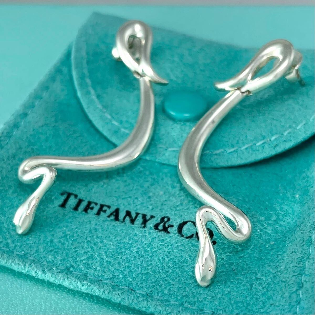 箱袋付き ティファニー ハーフ フープ ピアス シルバー 925 W122e 双葉ピアス | Pay ID ティファニー 希少 ハーフ フープ ピアス