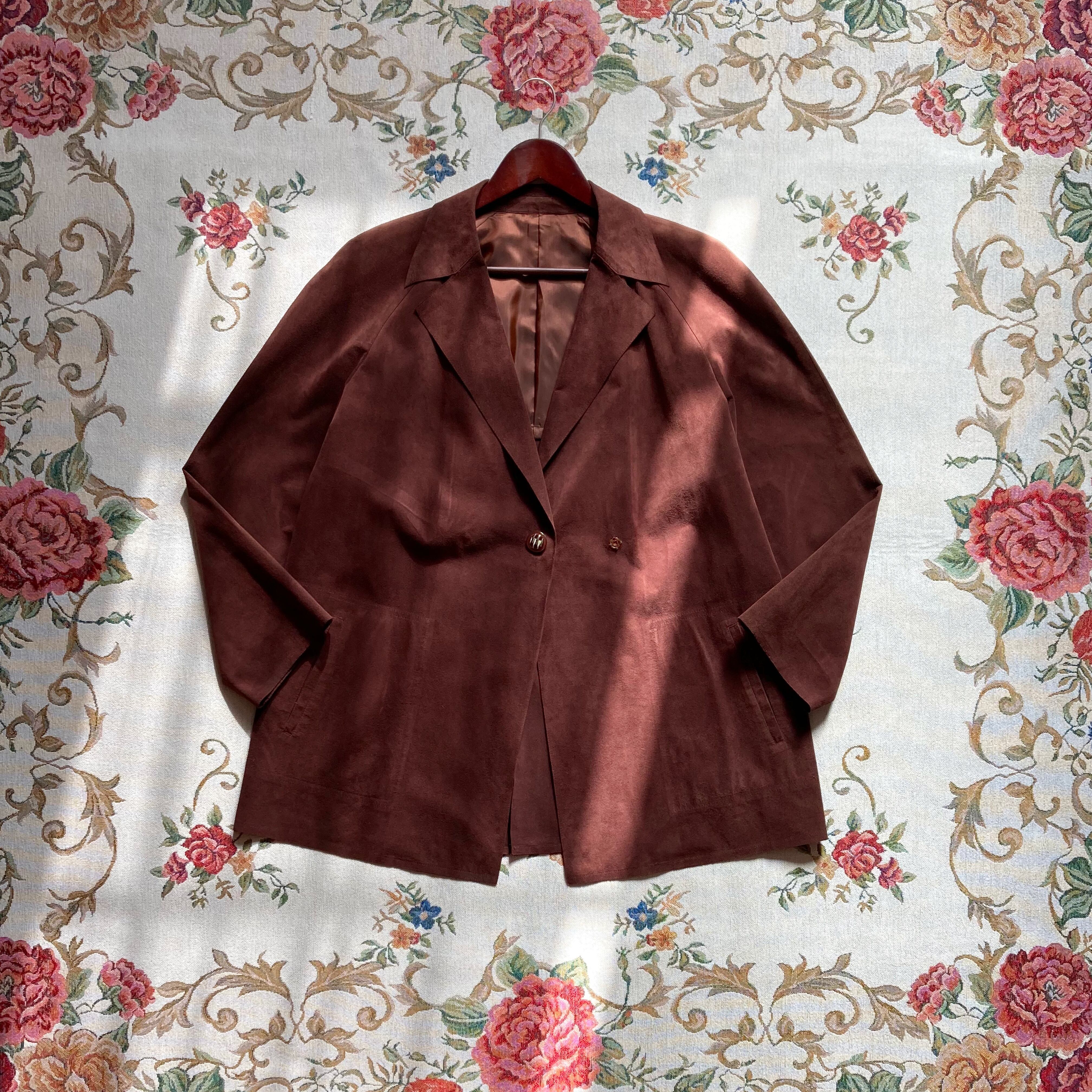 JAPAN vintage faux suede brown jacket