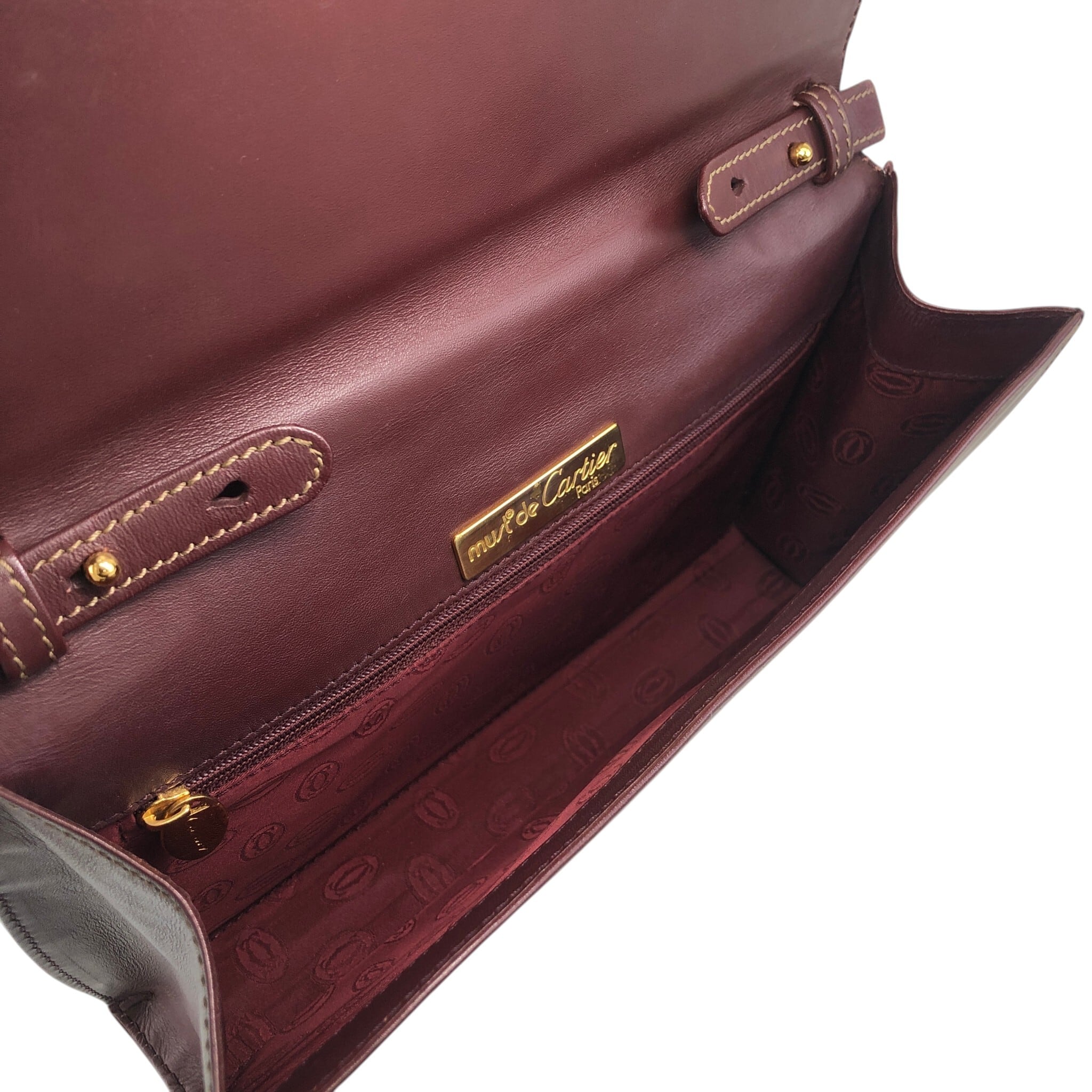 Cartier カルティエ マストライン ショルダーバッグ ボルドー レザー