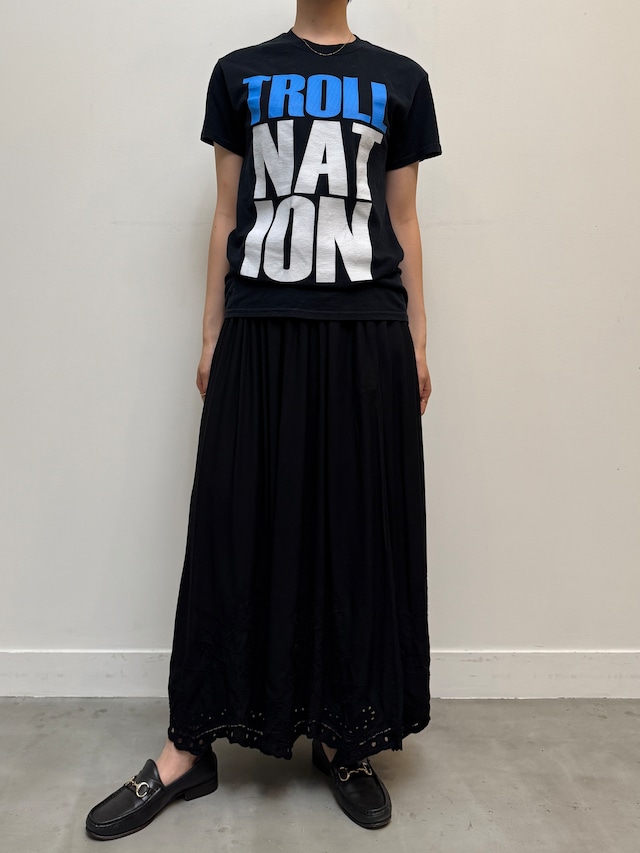 CU13-11 USED GRAPHIC TEE "TROLL NATION" -BLACK-