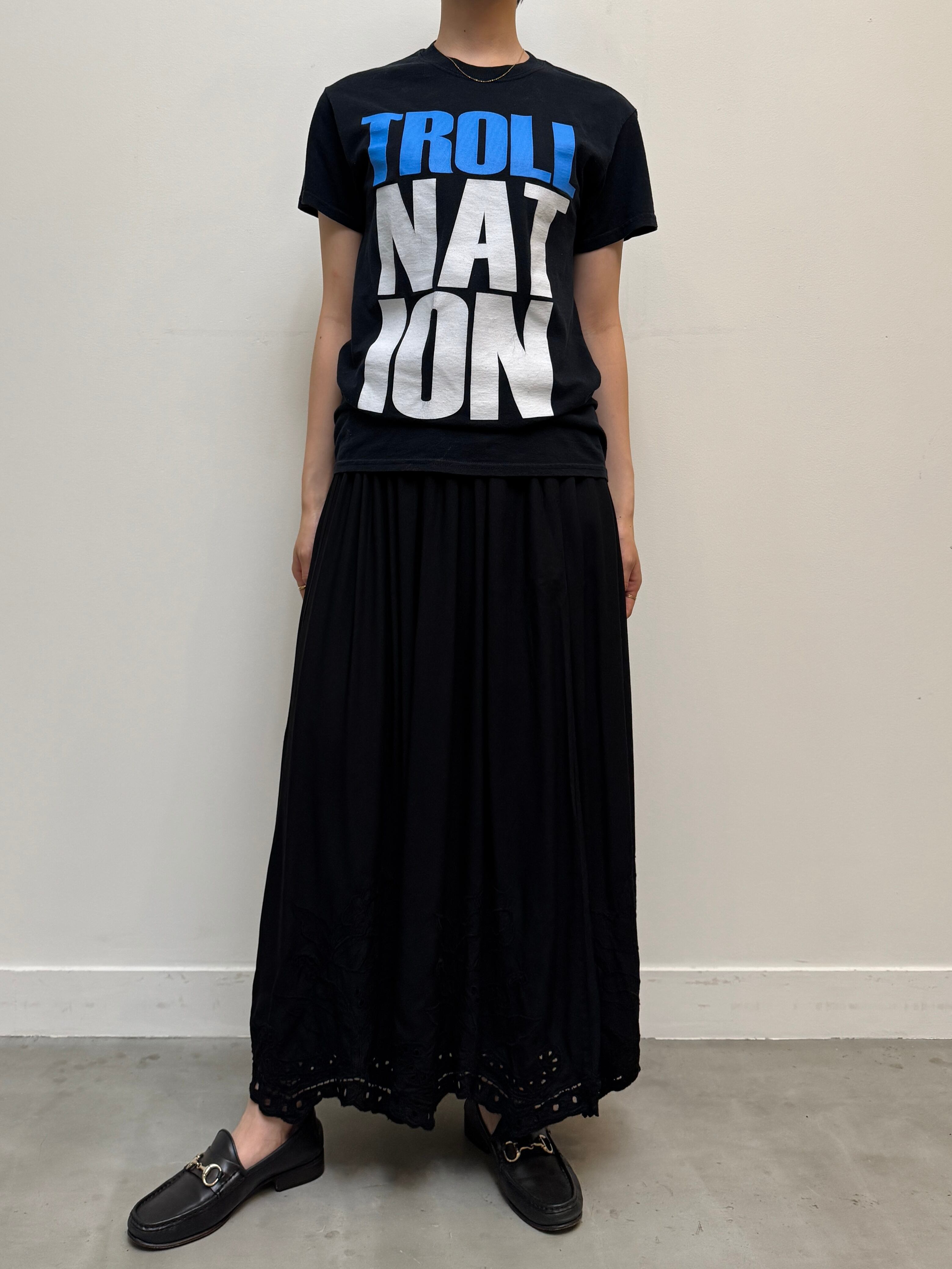 CU13-11 USED GRAPHIC TEE "TROLL NATION" -BLACK-