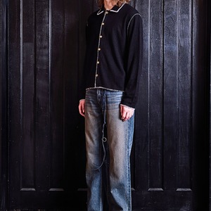 ホワイトステッチニットカーディガン　1194