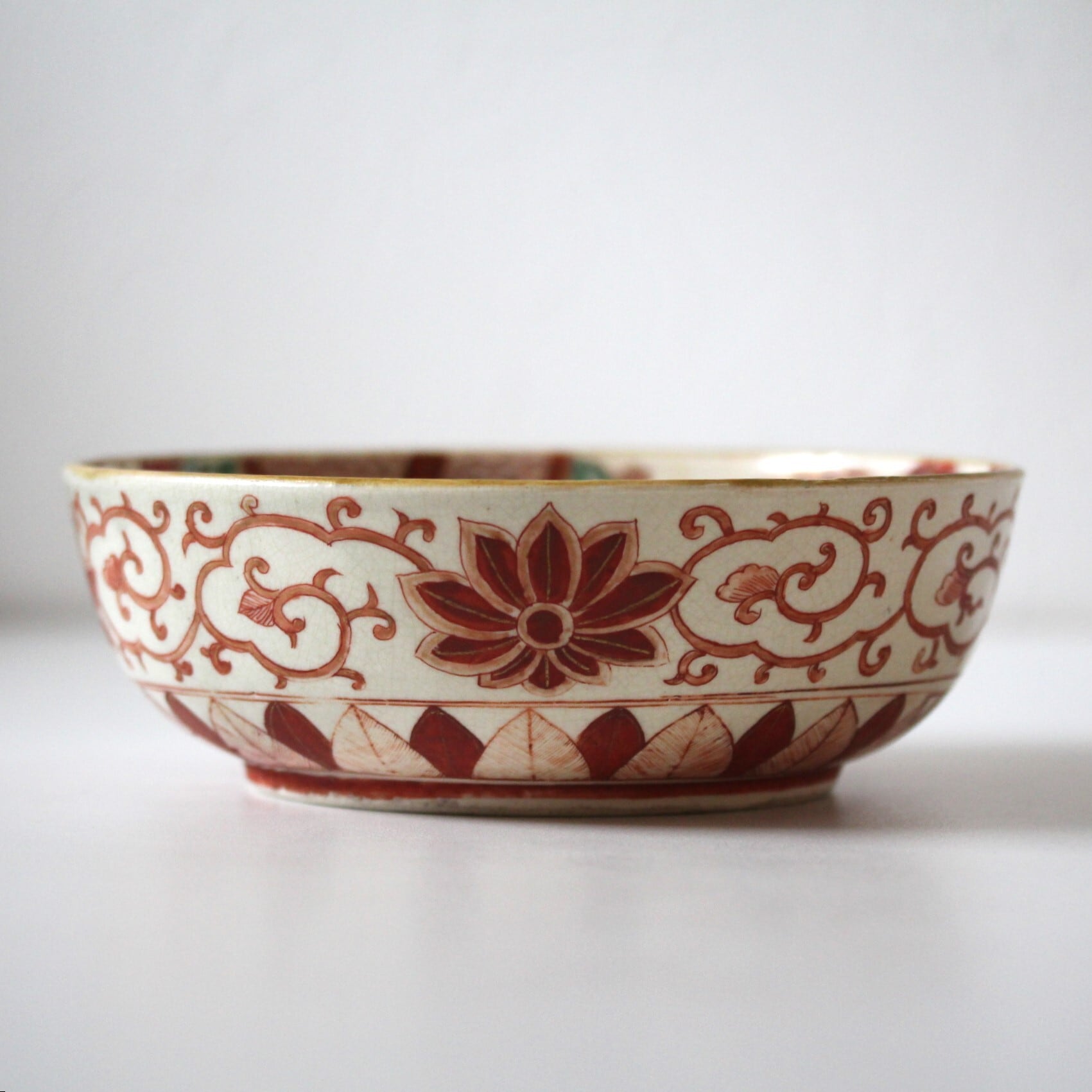 九谷焼庄三×8 九谷庄三唐子書初図鉢 d18.9cm Kutani Enameled Bowl, Design of