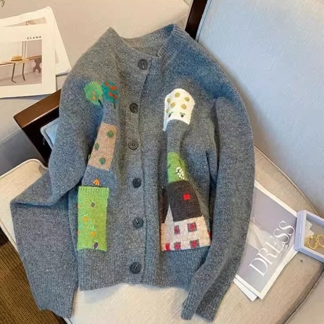 retro house knit cardigan　＜t100366＞