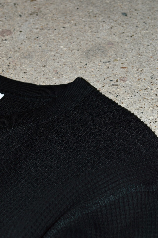 Healthknit 60s Reproduct Thermal King Waffle Crew Vintage Pack Model ヘルスニット サーマル 1960復刻 Black