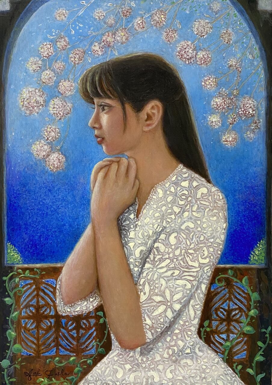 ソフトパステル水彩画 女性の肖像 多色使いアートインテリア ソフトパステル水彩画 女性の肖像 多色使いアートインテリア