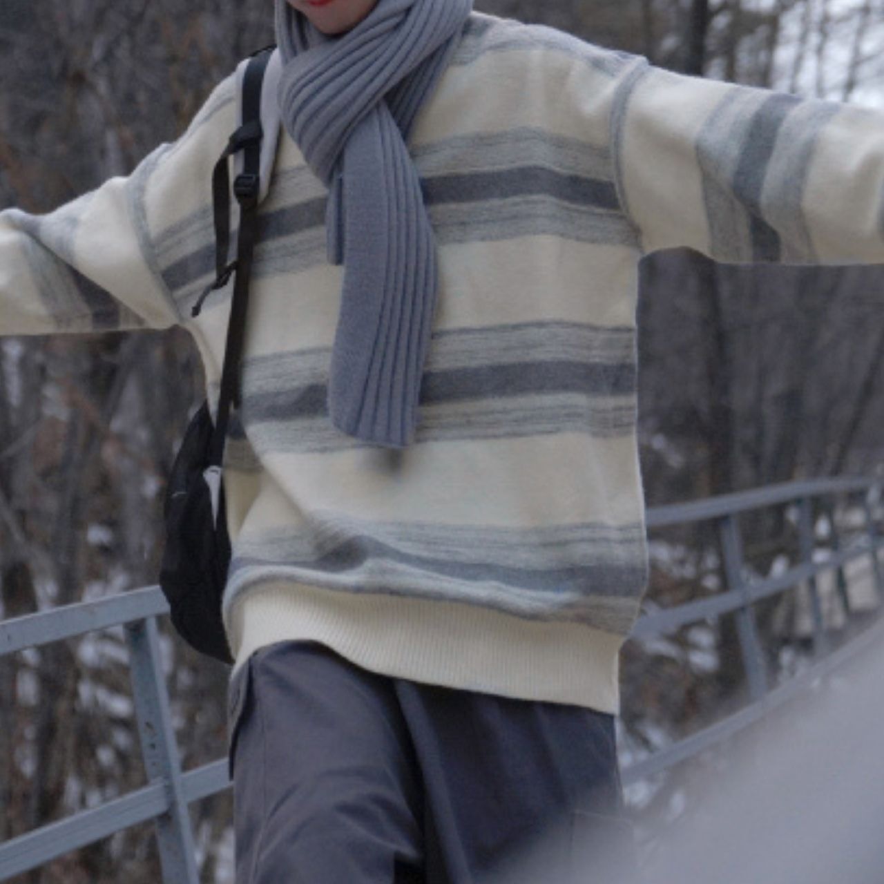 ルーズレトロボーダーニット　1047