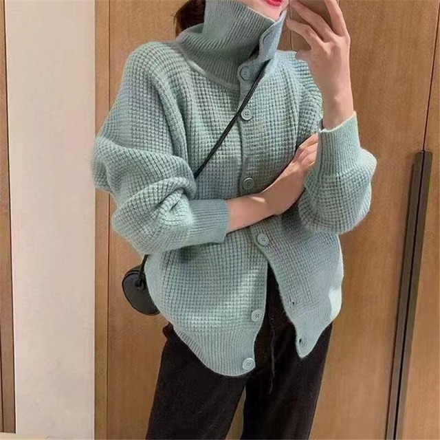 【送料無料】7色 カーディガン トップス レディース ニット ワッフル アウター セーター リブ ラウンドネック 長袖 かわいい レトロ カジュアル おしゃれ ドロップショルダー ボリューム袖 ケーブルニット 編み込み 着回し シンプル ラフ 10代 20代 30代 春 冬 秋 女性らしい ファッション オリーブ ピンク ベージュ ブラック レッド ブルー キャメル 重ね着 韓国 ファッション 大人可愛い コーデ db4149