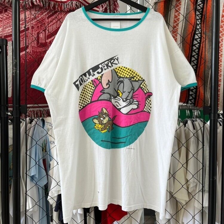 90s トムとジェリー キャラクター系 半袖Tシャツ リンガー デザイン ...