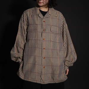 90s' " Polo by Ralph Lauren " over silhouette check design rayon open-collar shirt