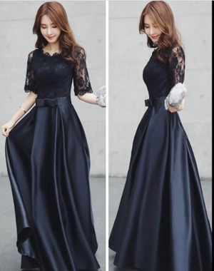 ★送料無料★11号(L)☆つるつる光沢サテンロングドレス(OPN2679)