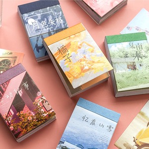 H23 写真 風景 ステッカー 全6種 大容量 50枚 レトロ ヴィンテージ風  インスタ風 カフェ ビーチ 雪  海外 コラージュ素材