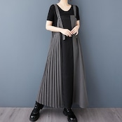 アシンメトリー プリーツ ジャンパースカート 00163