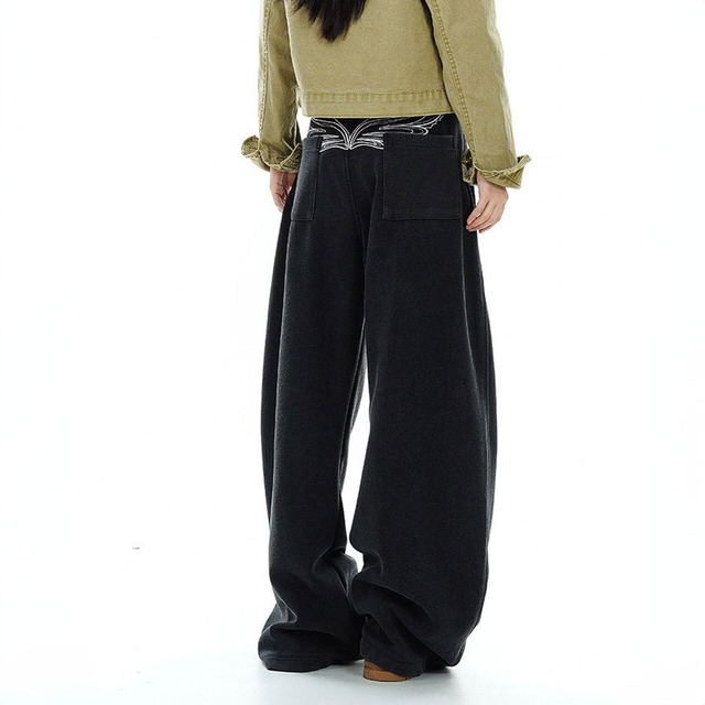 ウエストベルトスクリプトロゴワイドパンツ 2col   R02848