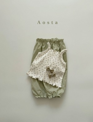 【Aosta】サマージョガーパンツ 70~115cm グリーンチェック 240511