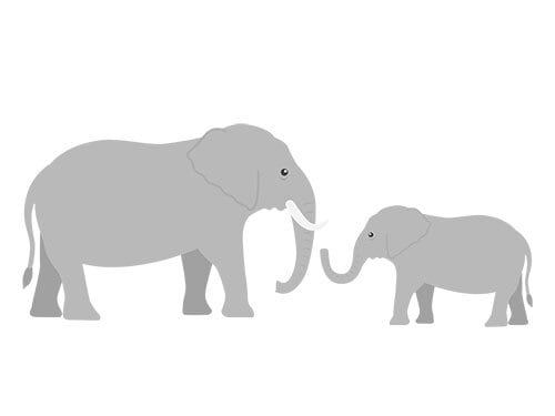 ECONECOイラスト　ゾウ ゾウの親子のイラスト | イラストセンター有料素材販売