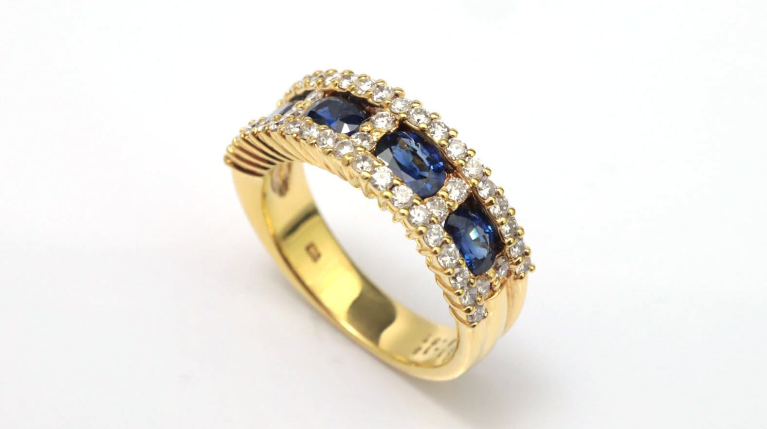 ke1077◇K18リング サファイア/ダイヤモンド 7.5号