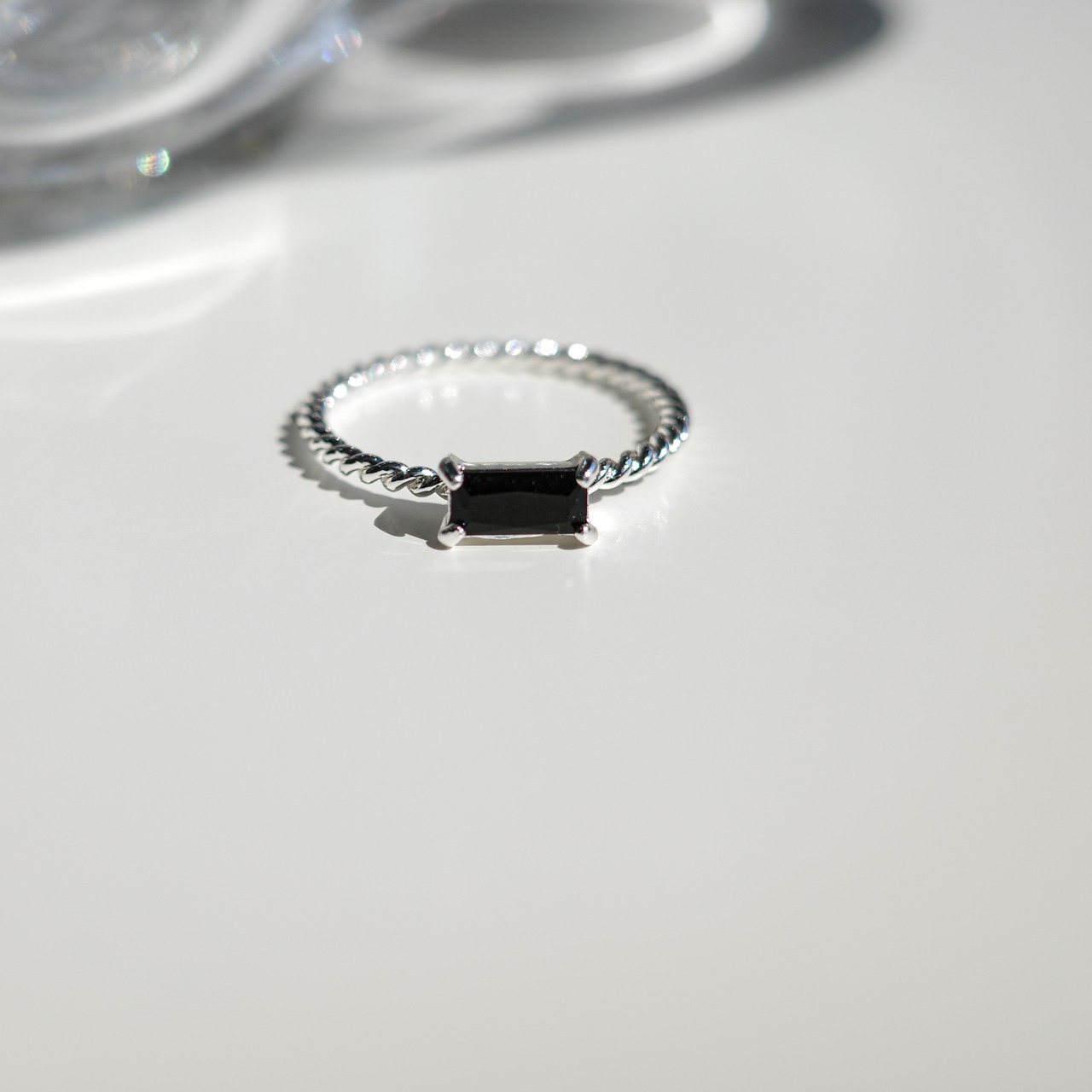 再入荷* stainless black cubic ring SR248