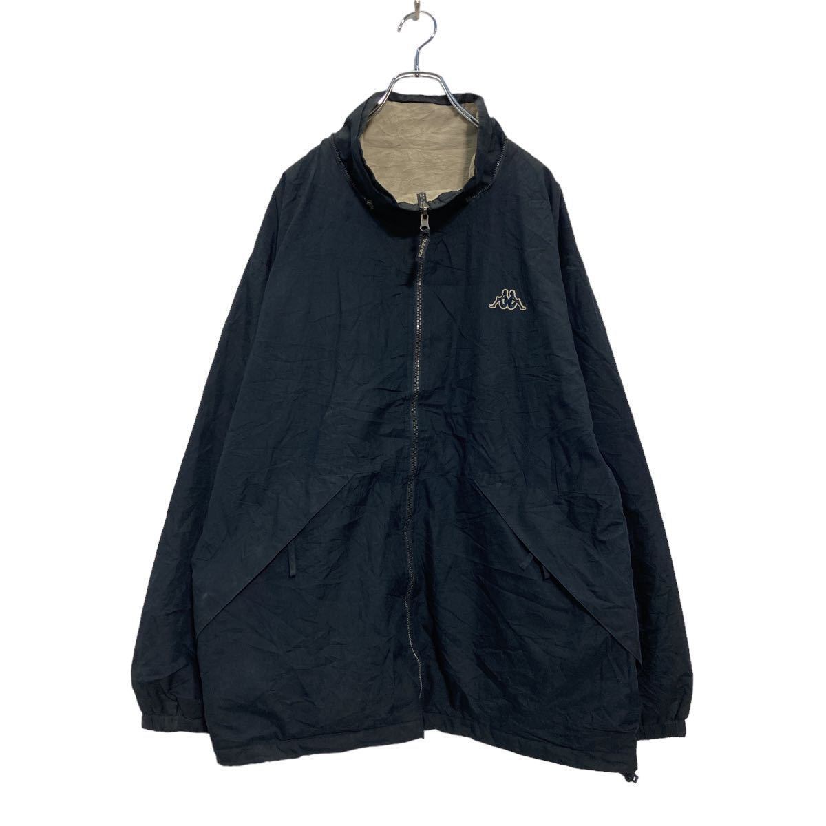 Kappa ジップアップ リバーシブル ジャケット XL〜 ナイロン ブラック