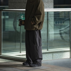レトロチェック柄ワイドレッグパンツ　979