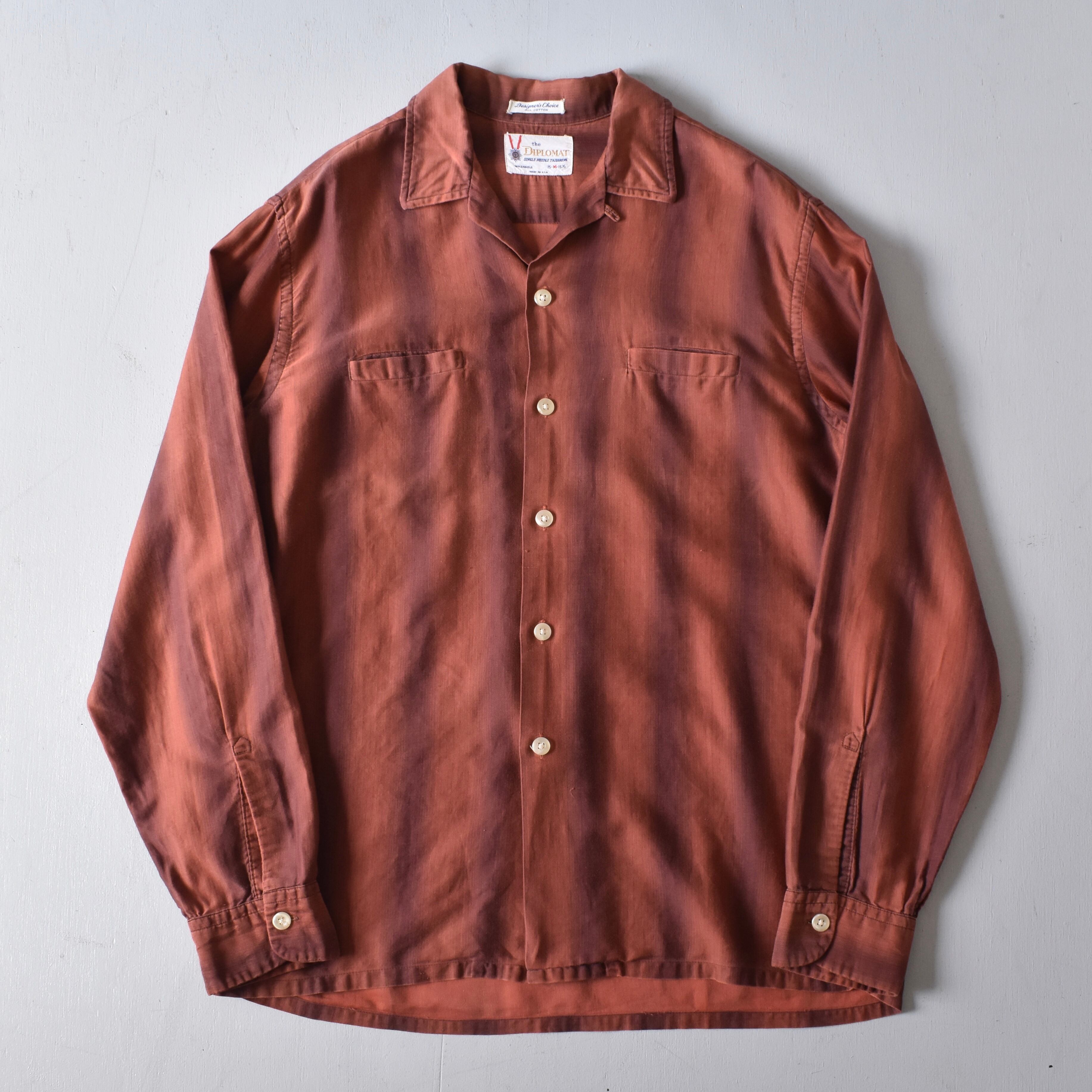 VINTAGE】 60's~70's Ombre Stripe Open Collar Shirt l/s | FINCH