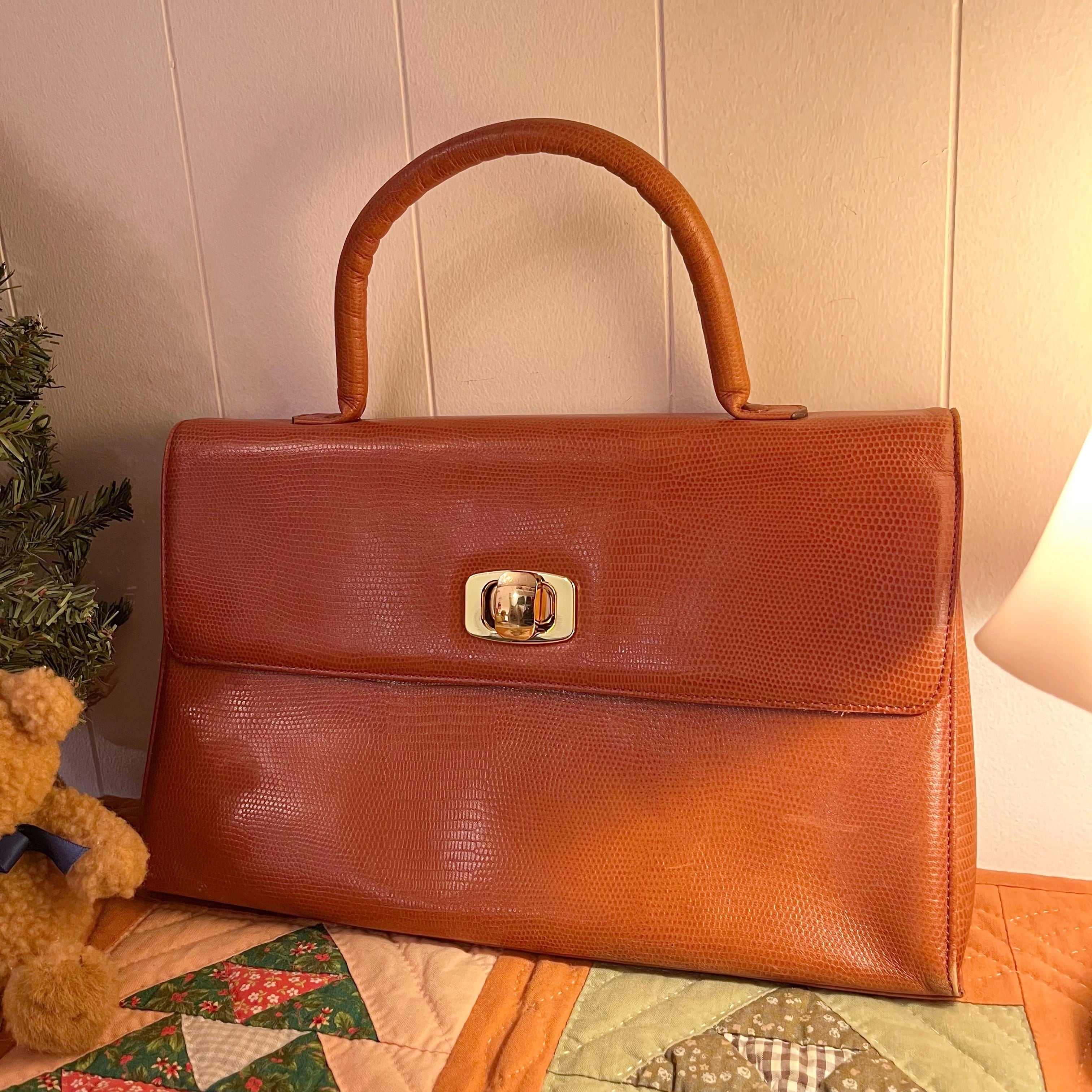 camel brown square hand bag
