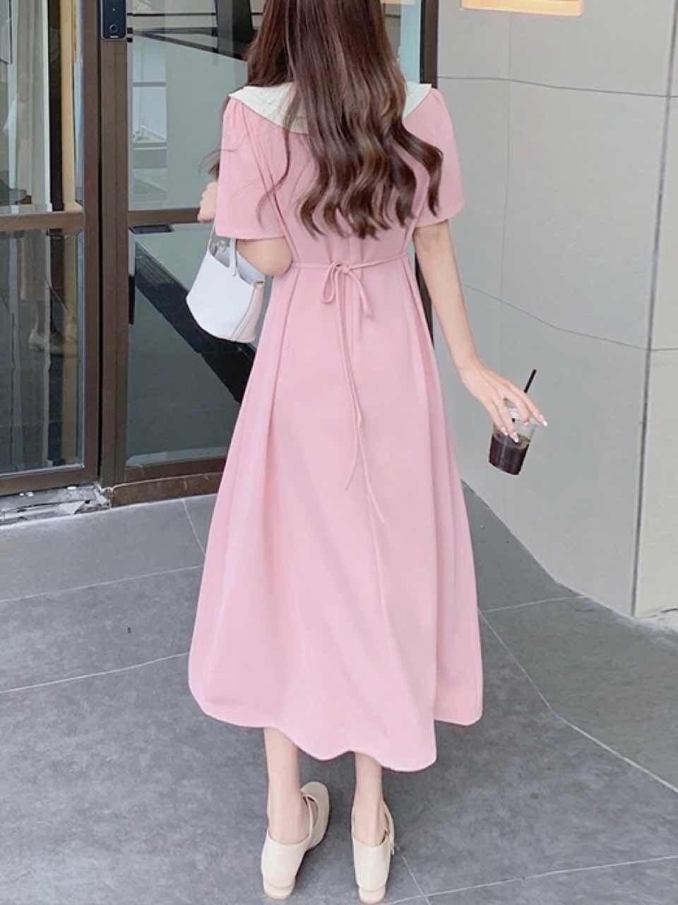 ラウンドカラーレトロワンピース きれいめ 襟付き ピンク 大人可愛い エレガント デート 大きいサイズ 韓国 Ch4218 可愛い大きいサイズ韓国レディースファッション通販 Chulachula チュラチュラ