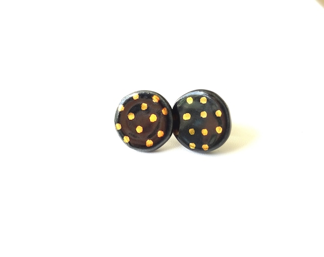 金彩dot round pierce／earring（黒）