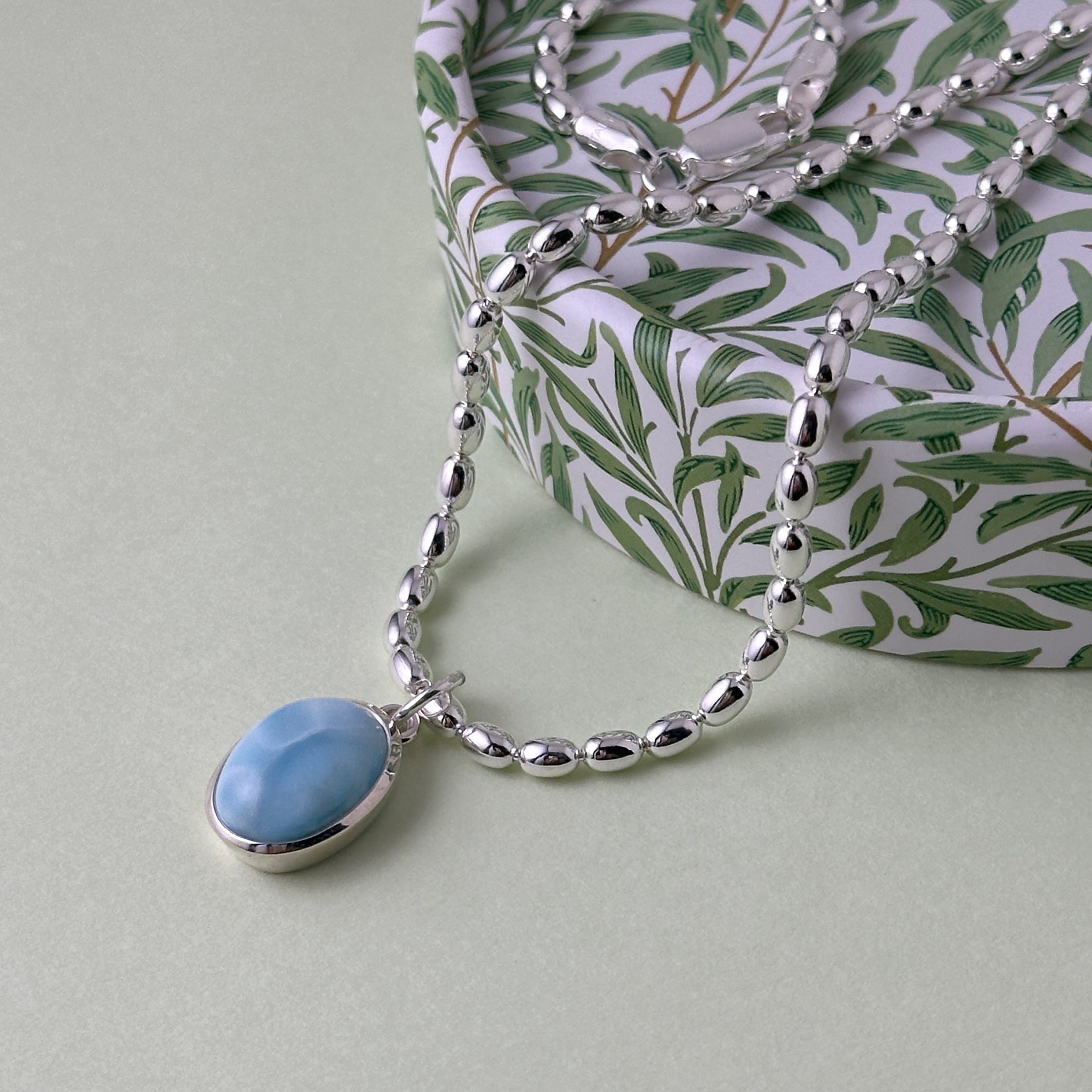 Lagoon Original ラリマー シンプル オーバル ペンダント M サイズ